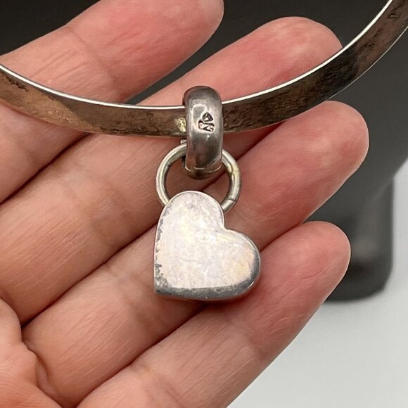 Silpada Sterling Silver 925 Choker Collar Torque Heart Pendant Necklace - Picture 3 of 11